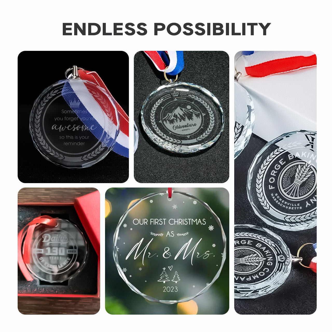 Blank Glass Medal for Laser Engraving