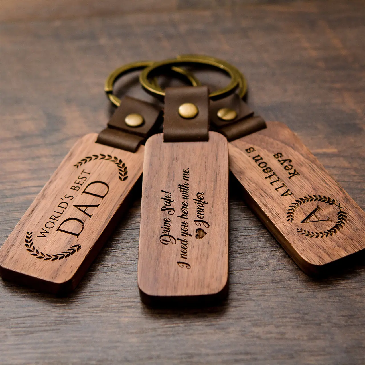 Rectangular Walnut Keychain Suitable for Laser Engraving