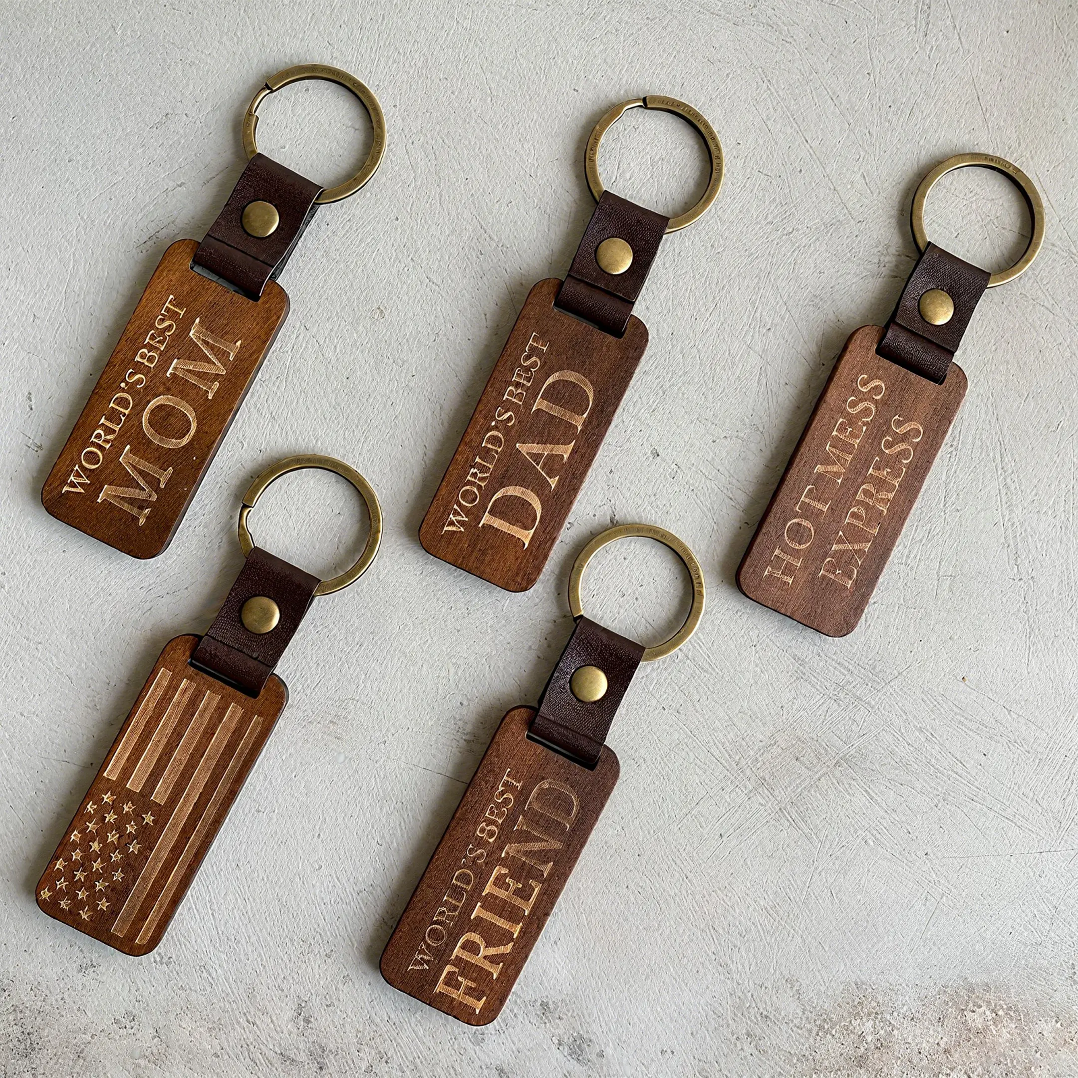 Rectangular Walnut Keychain Suitable for Laser Engraving