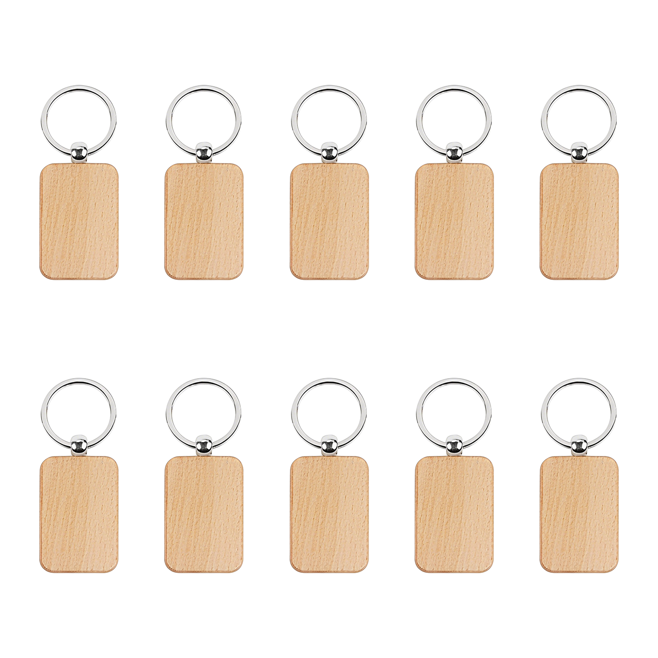 Rectangular Wooden Keychain for Laser Engraving