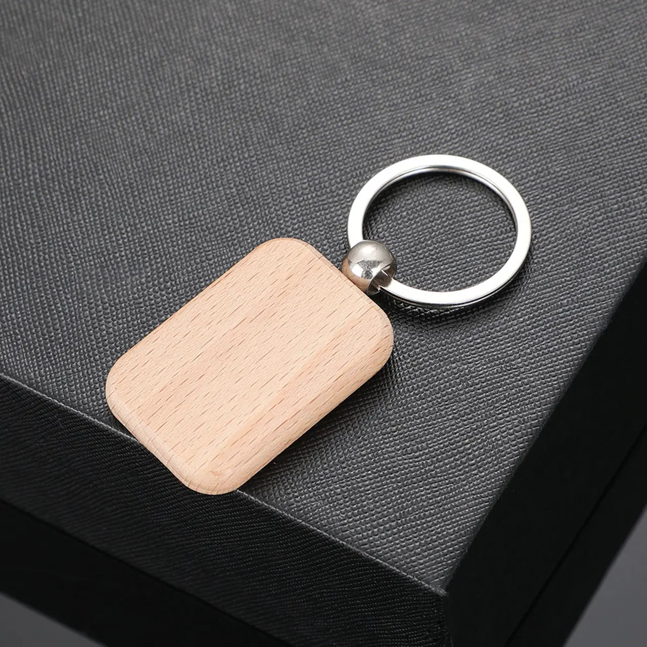 Rectangular Wooden Keychain for Laser Engraving