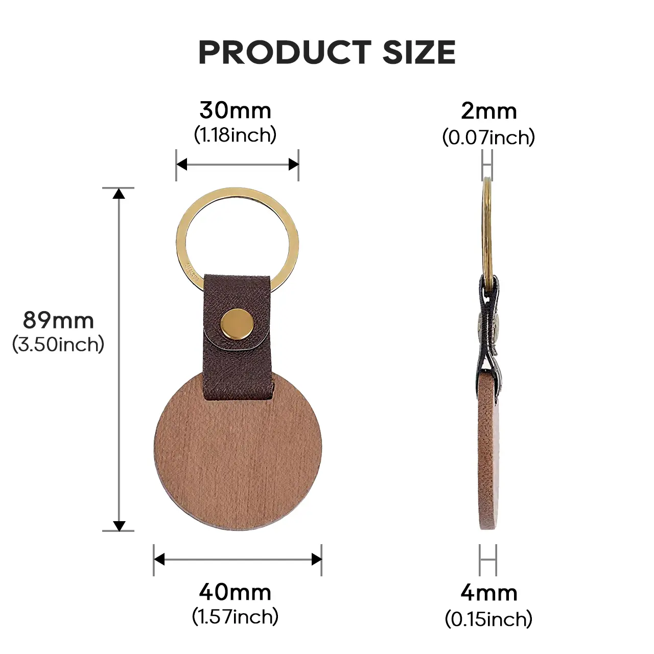 Round Walnut Keychain Suitable for Laser Engraving