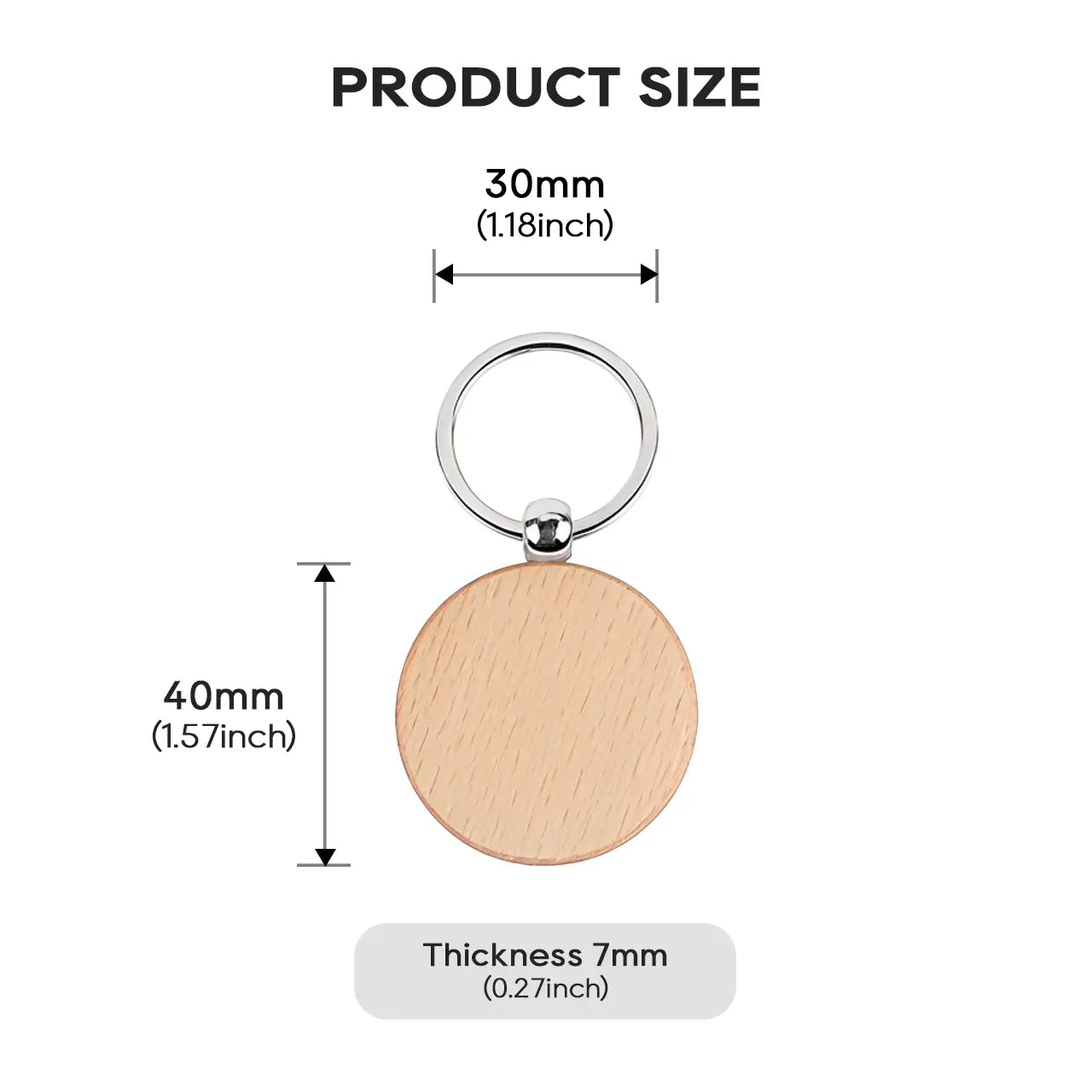 Round Wooden Keychain for Laser Engraving