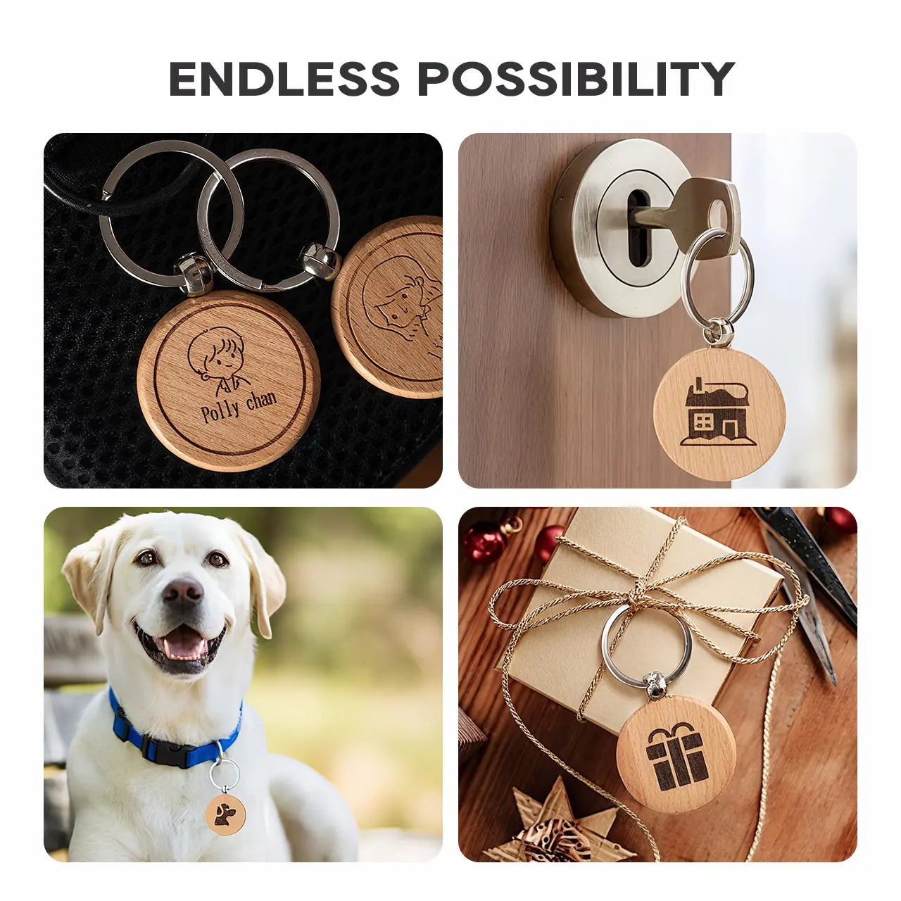 Round Wooden Keychain for Laser Engraving