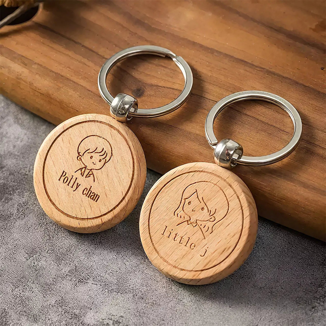 Round Wooden Keychain for Laser Engraving