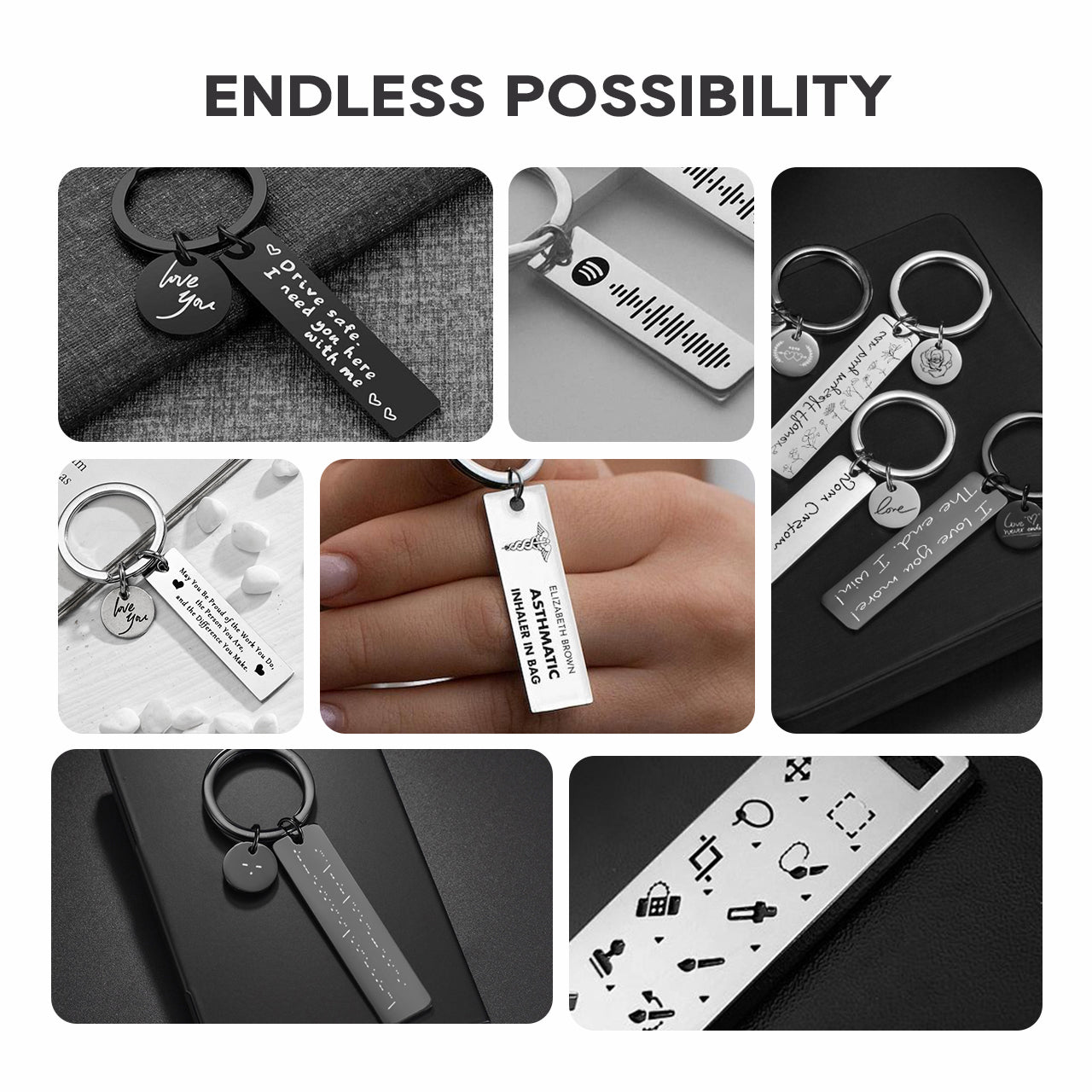 Laser Material Of Stainless Steel Keychain (10pcs) for Laser Engraving