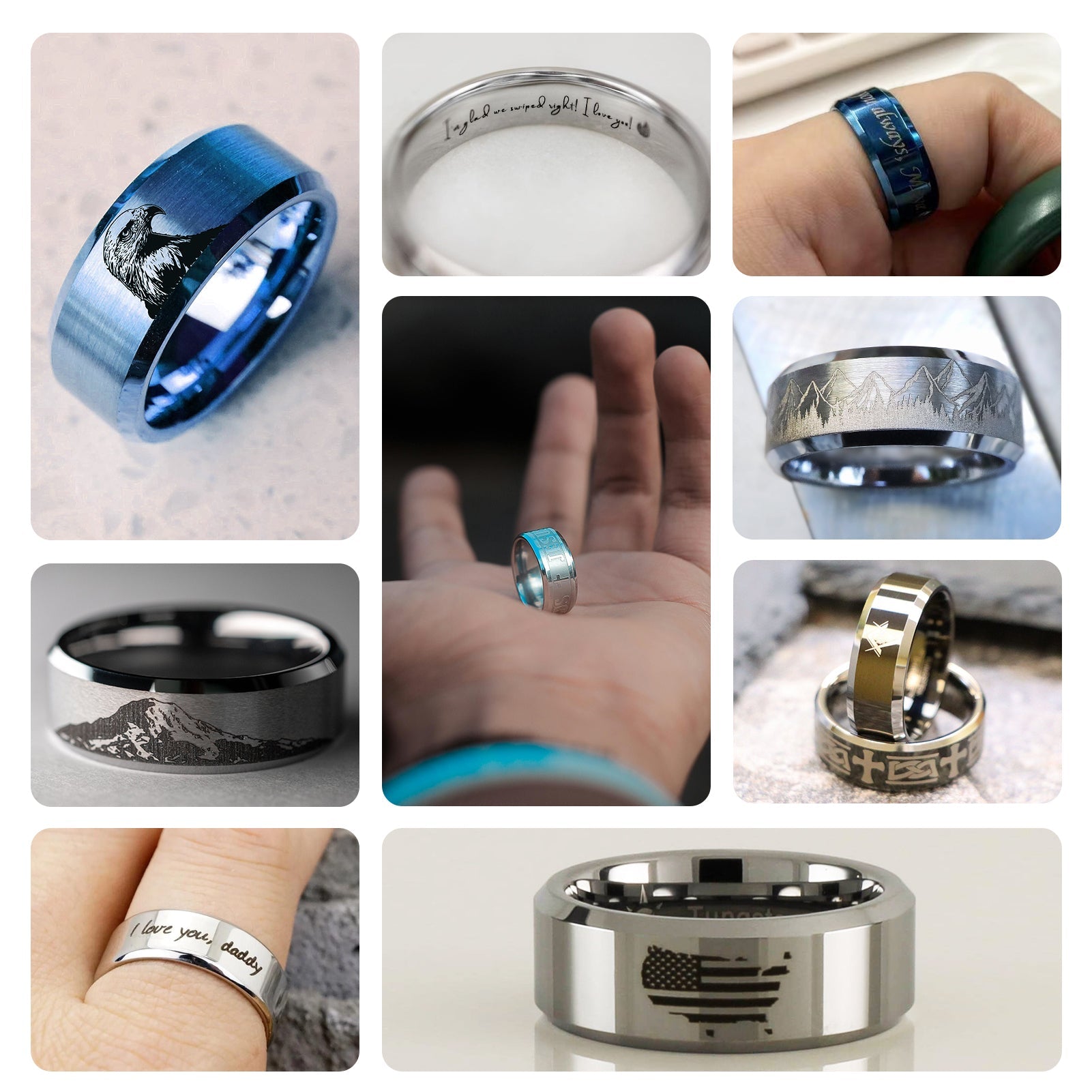Laser Material Of Stainless Steel Ring (10pcs) for Laser Engraving