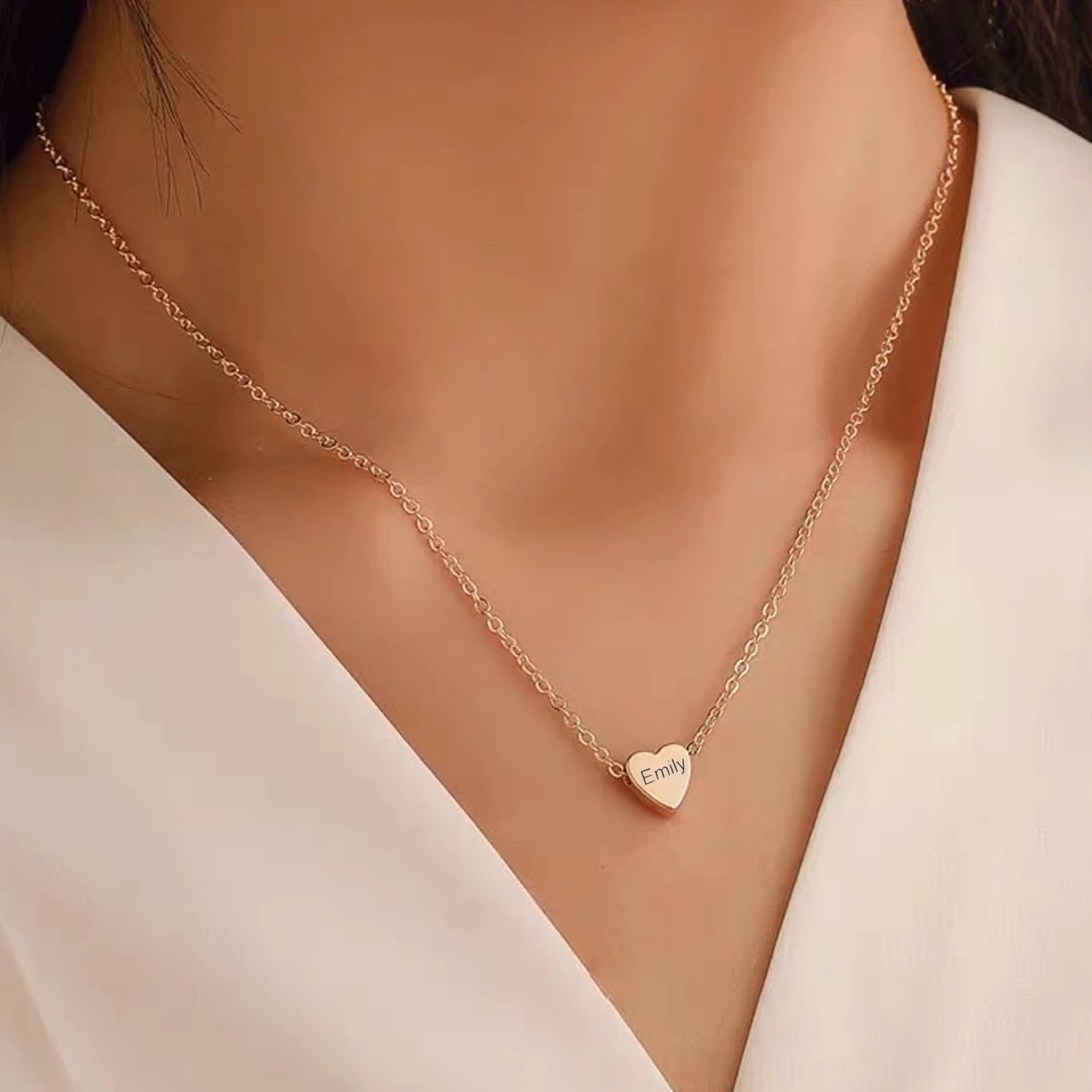 Stainless Steel Heart Necklace (6pcs) for Laser Engraving